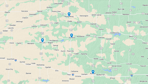 Map - Kansas locations